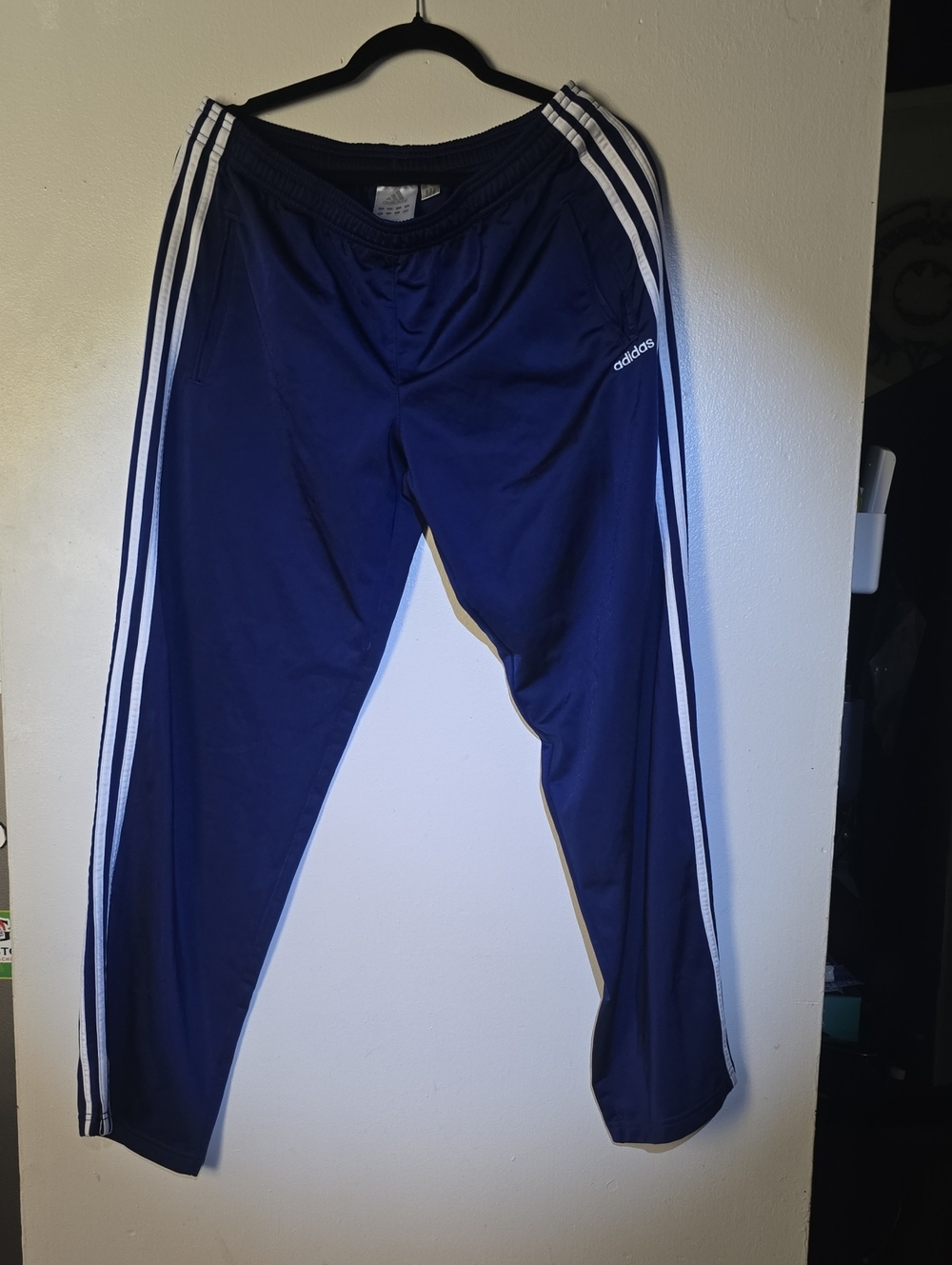adidas Dark Blue Track Pants with White Side Stripes